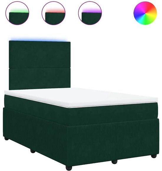 vidaXL Boxspring met matras fluweel donkergroen 120x200 cm