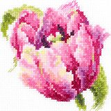 Magic Needle 150-013 ZW roze tulp kruissteekset met telpatroon Zweigart Edition, katoen, meerkleurig, 11x11cm