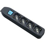 Electraline 82073 meervoudige stekkerdoos zonder kabel, 4 universele stopcontacten, zwart