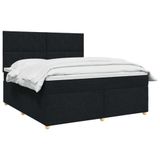 vidaXL Boxspringbed met matras en hoofdeinde, Zwart, 140 x 200 cm, Stof