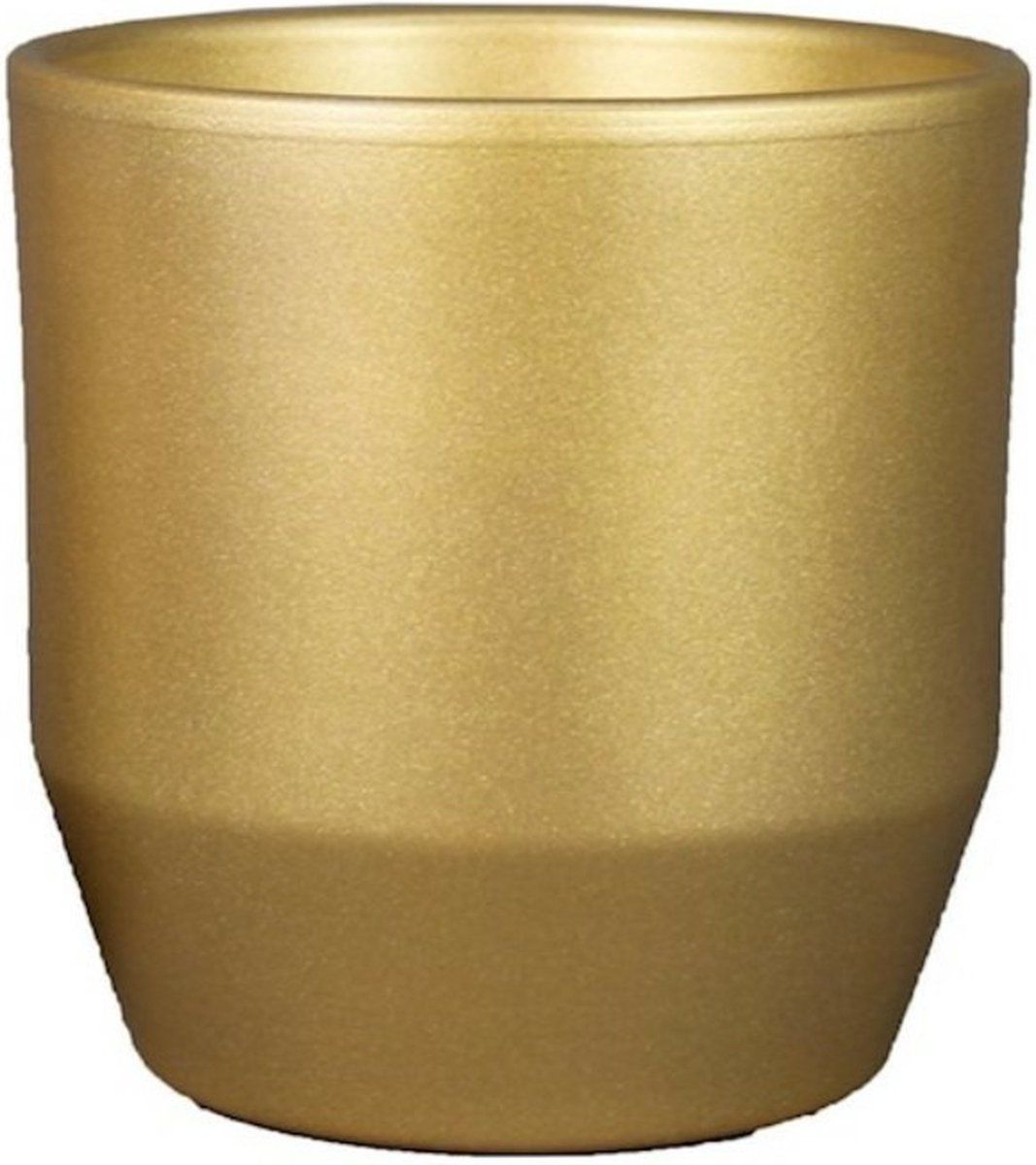 Bela Arte Bloempot/Plantenpot - keramiek - goud glans - D12/H11 cm