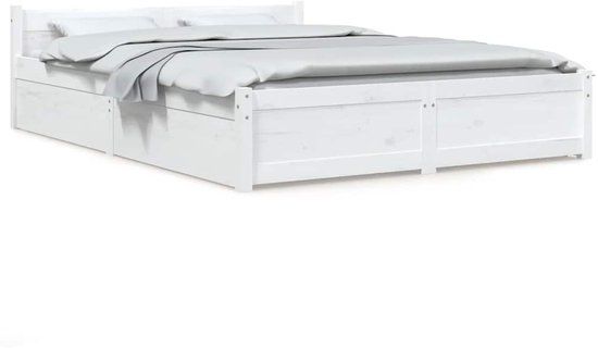 vidaXL Bedframe met lades wit 140x200 cm
