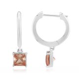 Cavill - 925 Sterling Zilver Oorbellen met Rhodium - 2x Oregon Zonnesteen 1,054 Ct - Moderne Elegante Vierkant Dames Oorbellen
