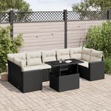 Maison Exclusive - Ensemble de meubles de jardin 8 pièces avec canapé et coussins, noir, en polyrotin