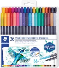 STAEDTLER Design Journey - Dubbele Brush pen met penseelpunt - set 36 st - 630281