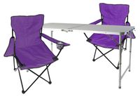 Merkloos 3-delige Campingmeubel Set met Verstelbare Tafel