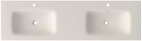 Saniclass Flow Meubelwastafel - 161x46x1.5cm - overloop - 2 wasbakken - 2 kraangaten - solid surface wit mat
