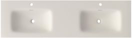 Saniclass Flow Meubelwastafel - 161x46x1.5cm - overloop - 2 wasbakken - 2 kraangaten - solid surface wit mat