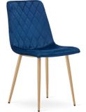 LEOBERT Eetkamerstoel TURIN - Donkerblauw fluweel - Eikenlook poten - Modern design