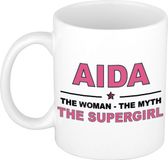 Bellatio Decorations naam cadeau mok - Aida - Woman Myth Supergirl - koffiemok - 300 ml - collega - moederdag