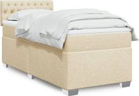 vidaXL Boxspring met matras stof crèmekleurig 100x200 cm