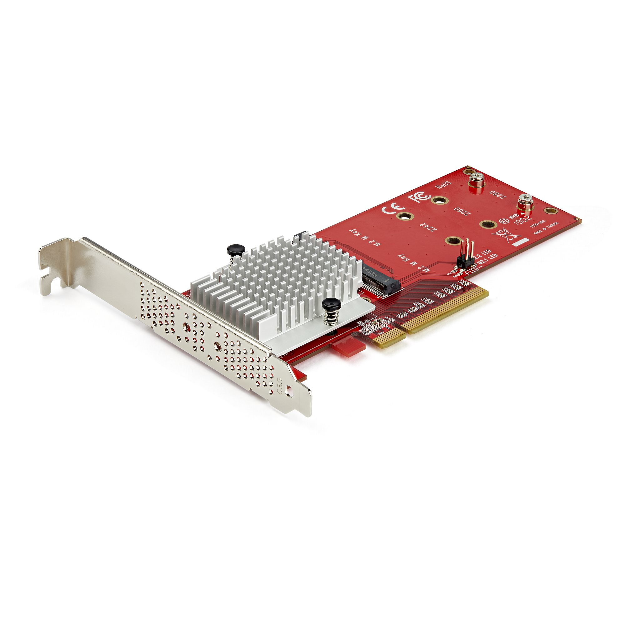 StarTech.com Dual M.2 PCIe SSD Adapter Kaart, x8 / x16 Dual NVMe of AHCI M.2 SSD naar PCI Express 3.0, M.2 NGFF PCIe (M-Key) Compatibel, Ondersteunt 2242, 2260, 2280, JBOD, Mac & PC