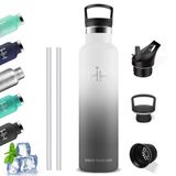 Thermosfles 1 liter BPA-vrij drinkrietjes lekvrij sportfles 18/8 roestvrij staal metalen flessen voor kantoor outdoor camping fitness