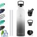 Thermosfles 1 liter BPA-vrij drinkrietjes lekvrij sportfles 18/8 roestvrij staal metalen flessen voor kantoor outdoor camping fitness