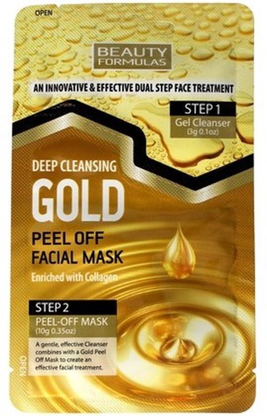 Beauty Formulas - Gold Peel-Off Facial Mask głęboko oczyszczająca złota maseczka do twarzy z kolagenem 3g+10g