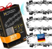 HARDTWERK ALPHA Kettingzaagkettingen 3/8" 1,1mm voor 35cm blad 52 schakels 3-pack Half beitel [Duits staal] compatibel met Makita, Husqvarna, Dolmar, Bosch, Kärcher en meer (Zelfsmerend)