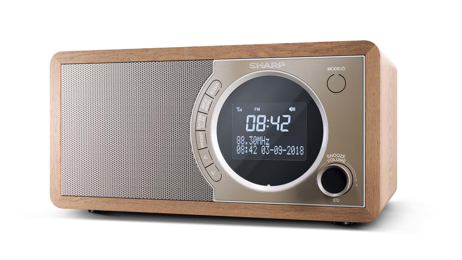 Sharp DR-450(BR) DAB+ - FM Radio - Bluetooth - Brown, Stainless Steel