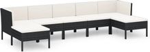 vidaXL 7-delige Loungeset met kussens poly rattan zwart