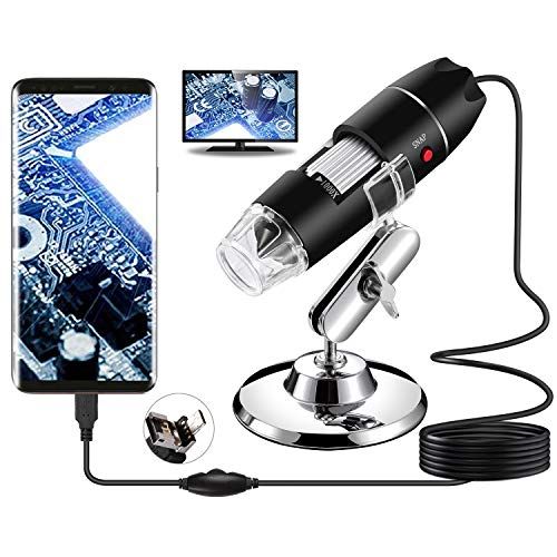 Bysameyee USB digitale microscoop, handheld 40X-1000X vergroting endoscoop, 8 LED mini videocamera voor Windows 7/8/10 Mac Linux Android (met OTG)