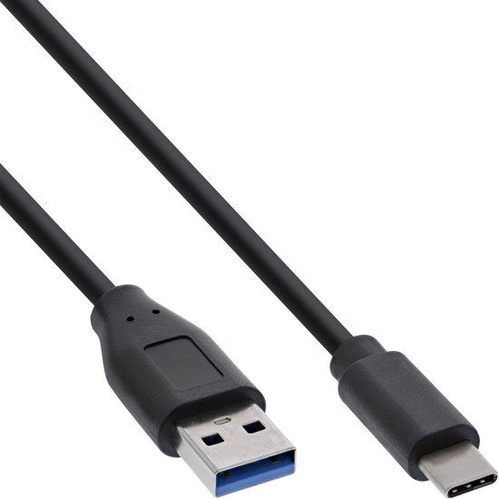InLine USB 3.2 Gen.1x2-kabel, USB-C male naar A male, zwart, 0,3m