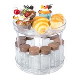 BillyBath Lazy Susan Draaiplateau, 360 graden, draaibaar, kruidenhouder, kruidenhouder, keukenhouder, zonder boren, voor keuken, organizer, opslag (2 niveaus)