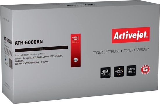 HP ActiveJet ATH-6000AN Toner Zwart (vervangt HP 124A Q6000A, Canon CRG-707B) - 2500 pagina's