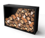 Merkloos Geroba Beltza zwarte Houtopslag met achterwand 1500 x 385 x 1000 mm
