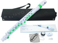 NUVO jFlute 2.0 wit-groen kinder dwarsfluit met DONUT kopstuk en Firstnote mondplaat