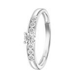 Lucardi Dames ring met 7 diamanten (0,05ct) - Ring - Cadeau - 14 Karaat Goud - Witgoud