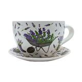 Dekohelden24 Bloempot met handvat van keramiek, lavendel, 25 x 23 x 14 cm.