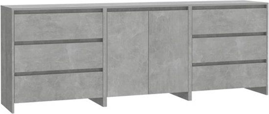 vidaXL Dressoirs 3 stuks bewerkt hout betongrijs