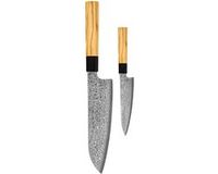 Shinrai Knives Japan Shinrai Knives Takumi Kaza 2-delige Damascus Messenset - Santoku + Schilmes