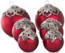 LOBERON Kerstversiering set van 6 Valyn rood/zilverkleurig