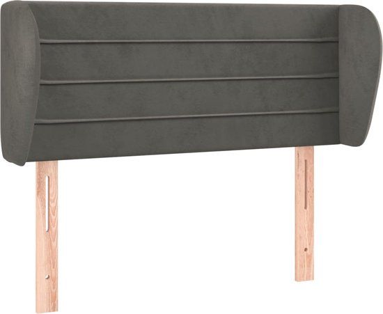 VidaXL Hoofdbord met randen 103x23x78/88 cm fluweel donkergrijs
