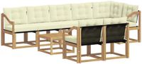 vidaXL Hoek loungeset 8 zitplaatsen Acacia hout Wit en crème
