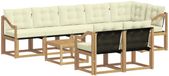 vidaXL Hoek loungeset 8 zitplaatsen Acacia hout Wit en crème