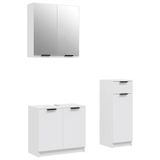 vidaXL Ensemble de 3 meubles de salle de bain, blanc, en panneaux de particules