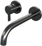 Brauer Gunmetal Edition Inbouw Wastafelmengkraan met Gebogen Uitloop en Rozetten Model E2 Gunmetal Geborsteld PVD