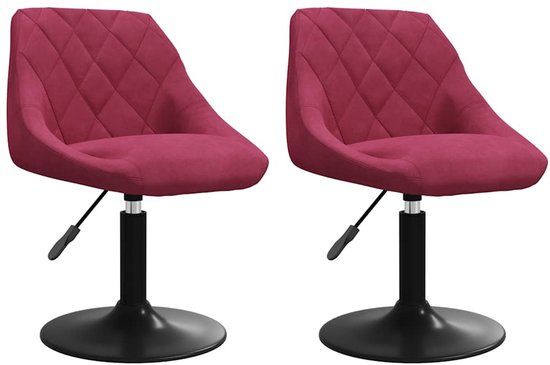 VidaXL Eetkamerstoelen draaibaar 2 st fluweel wijnrood