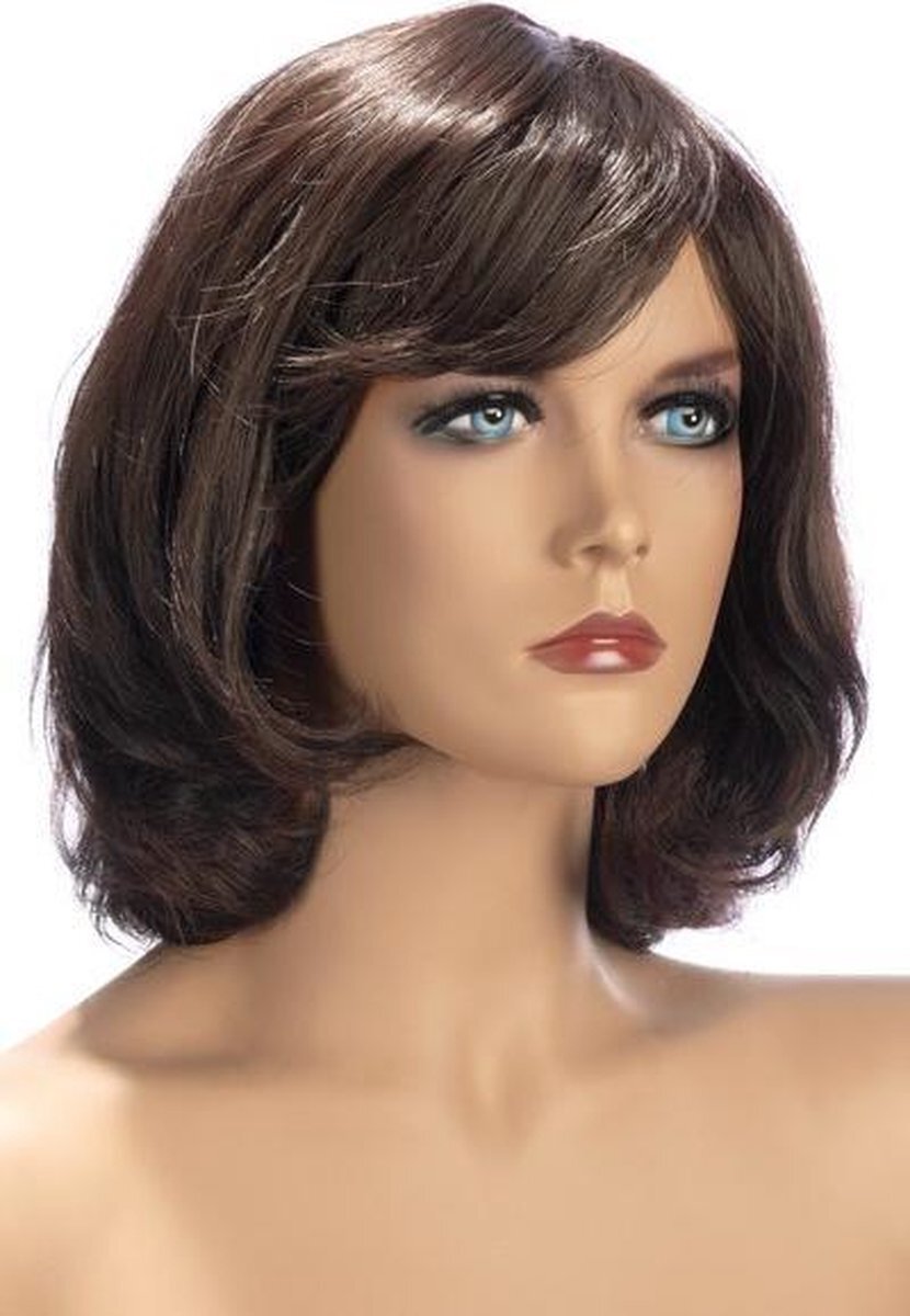 World Wigs pruik kastanjebruin vierkant middenlengte/strengen