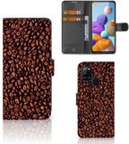 B2Ctelecom Book Case voor Samsung Galaxy A21s Book Cover Koffiebonen