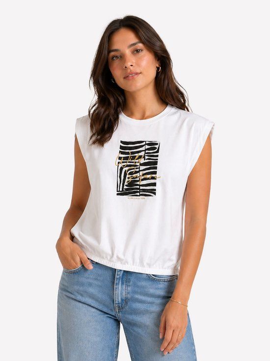 Elvira Collections Elvira E2 26-061 T-shirt Safari Ronde Hals Korte Mouw Katoen/Elastaan M (38) Wit