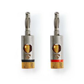 Nedis Banana Connector - Gold Plated - Male - Straight - Metal - 2 Pieces