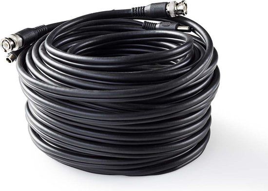 Nedis CCTV-Security Kabel - BNC / DC - 20.0 m - Zwart
