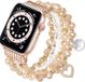 Strap-it Bracelet perle adapté pour Apple Watch 1/2/3/4/5/6/7/8/9/10/11/SE/SE2/SE3 - Taille: 38/40/41/42mm (Or rose)