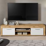 Xonox Tv-meubel Jam - 160x40x37cm - 2 Deuren - Wotan Eik/wit