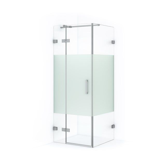 Maxaro Douchecabine Diamond 80x80cm 8mm Helder Veiligheidsglas met Matte Strook Chroom