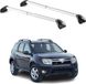 Omac Barres De Toit Transversales Certifiées Tüv Pour Dacia Duster Mk1 2010-2013 Pre-fl – Verrouillables (4 Antivols) – Charge Max 100 Kg – Sangle Inox + Protection Caoutchouc Argent