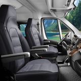 Bremer Sitzbezüge Chausson Premium Camper stoelhoezen voor Van LT2 in Zwart/Grijs (2 losse stoelen)