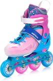 Meteor - Inlineskates Loky - Maat 34-37 - Roze/Blauw - Verstelbaar - LED-wielen - ABEC-7 - Met rem